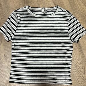 Divided Striped Black and White T-Shirt Size Medium